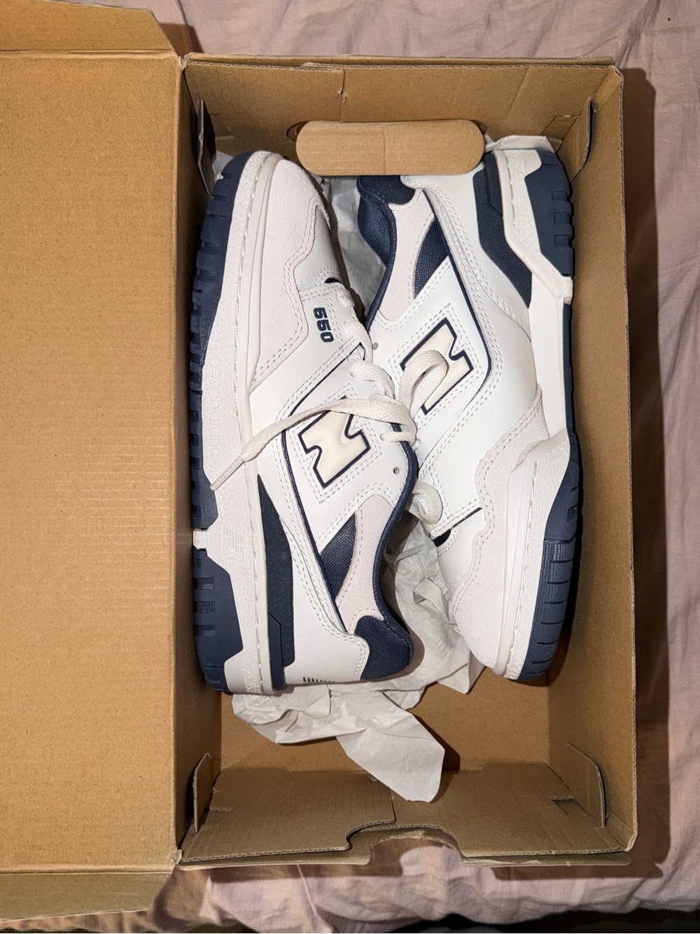 New Balance Men's White and Navy 550 Retro Sneakers